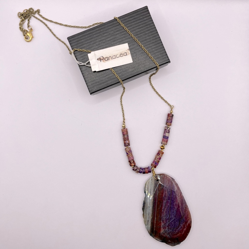 PANACEA Long Stone Pendant Necklace, Purple